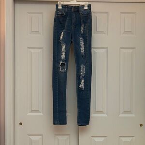 Fashion Nova Distressed Blue Jeans